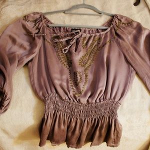 Brown Mauve Boho  Blouse